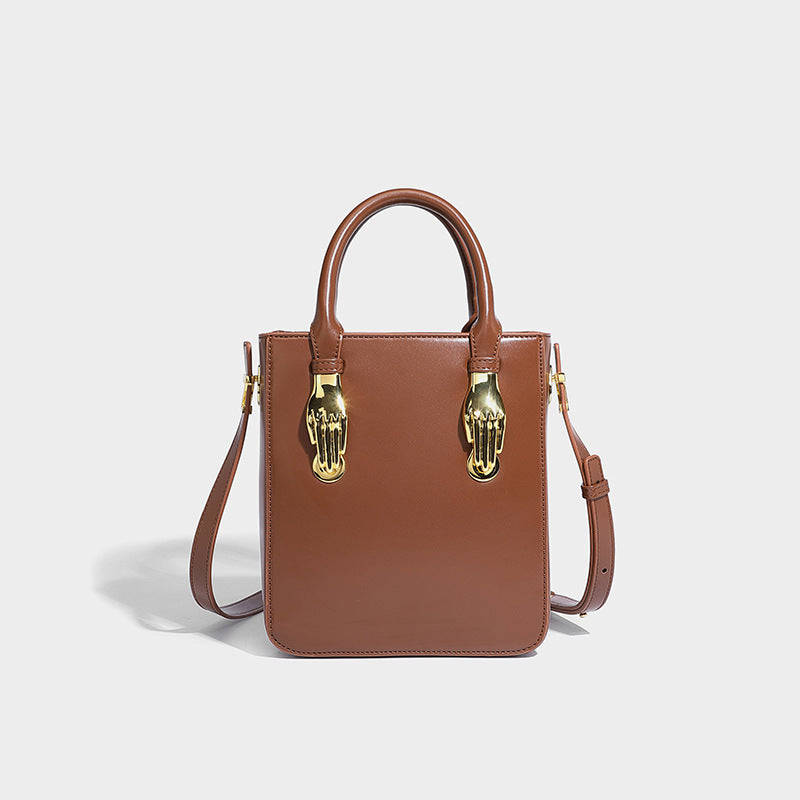 Small Square Bag with Metal Handles and Crossbody Strap for Female Students - small square bag metal handbag shoulder
