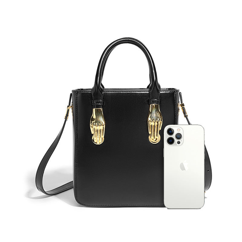Small Square Bag with Metal Handles and Crossbody Strap for Female Students - small square bag metal handbag shoulder
