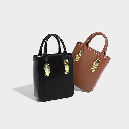 Small Square Bag with Metal Handles and Crossbody Strap for Female Students - small square bag metal handbag shoulder