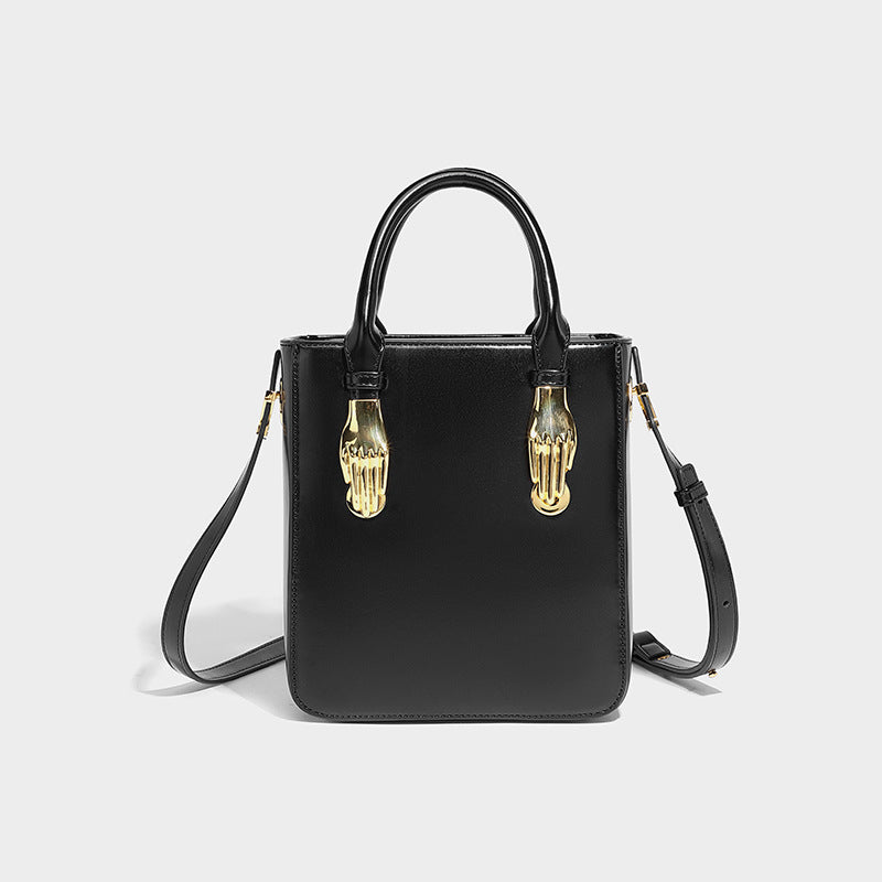 Small Square Bag with Metal Handles and Crossbody Strap for Female Students - small square bag metal handbag shoulder