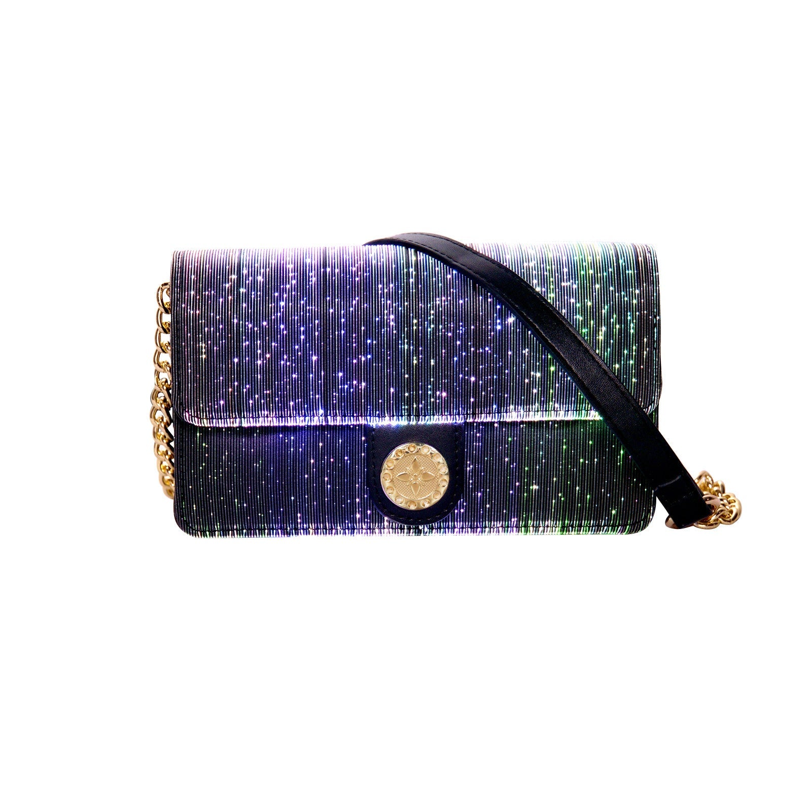 Small Square Bag with Optical Fiber Leather and Luminescent Design - Teleplus optical fiber leather luminous small