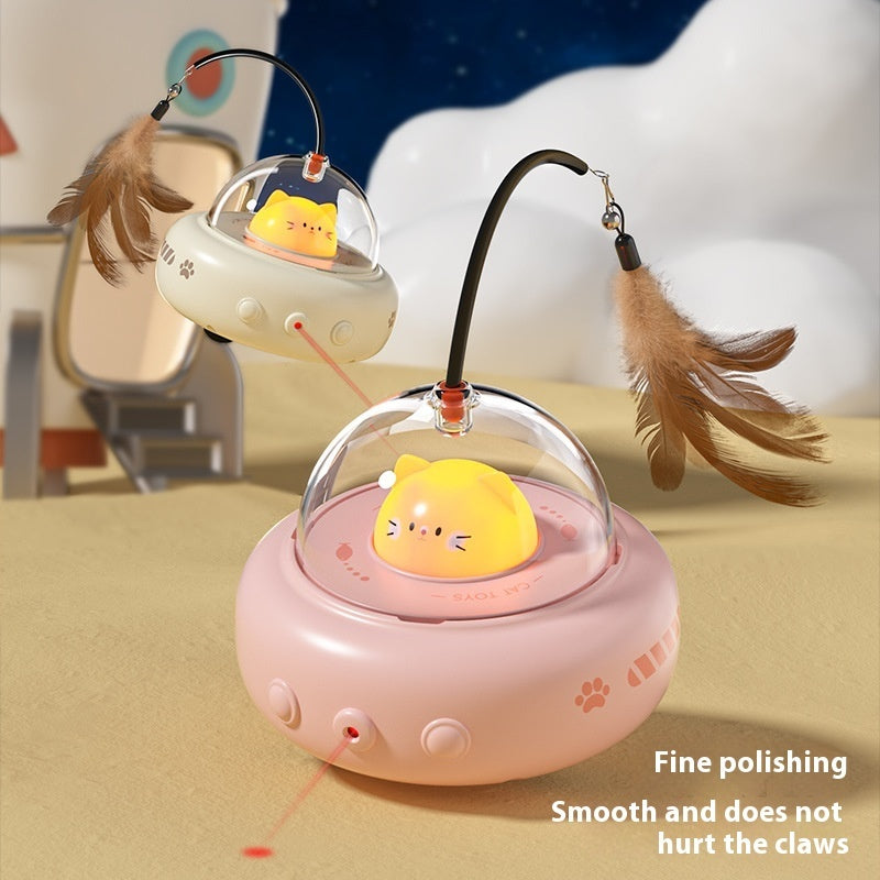 Smart Teaser Cat Toy Electric UFO Stick With Bell Training Pet Toys Replaceable Feather Interactive Supplies Pets