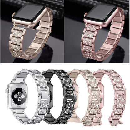 Smart Watch Diamond Three Beads Full Solid Chain Strap - smart watch diamond solid chain strap