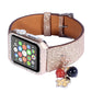 Smart Watch Glitter Sequin Star Ball Charm Leather Strap - Smart Watch Leather Strap with Star Ball Charm