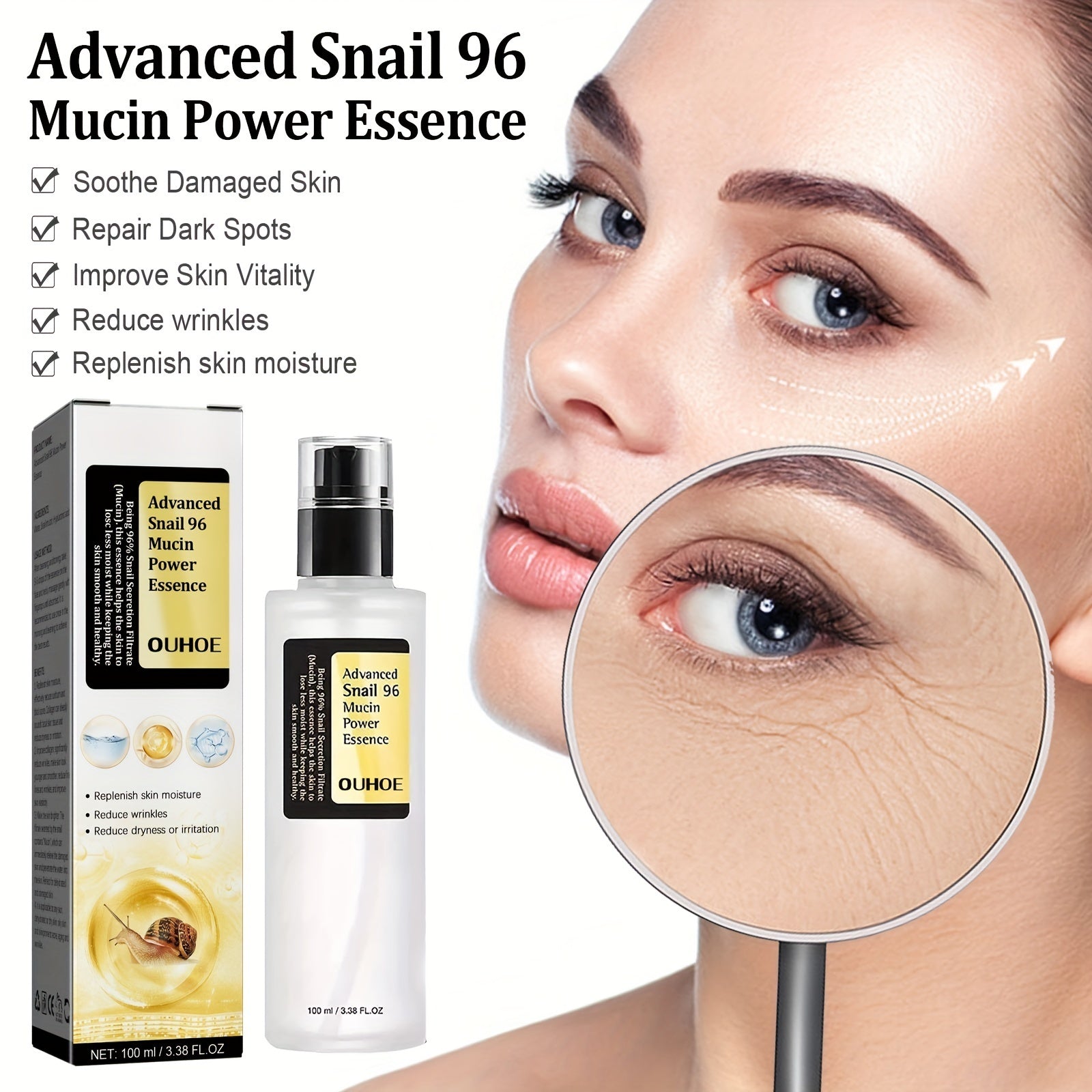 Snail Mucin Power Essence Moisturiser 100ml Snail Mucin Essence Repairing Hyaluronic Acid Essence Hydrating Serum