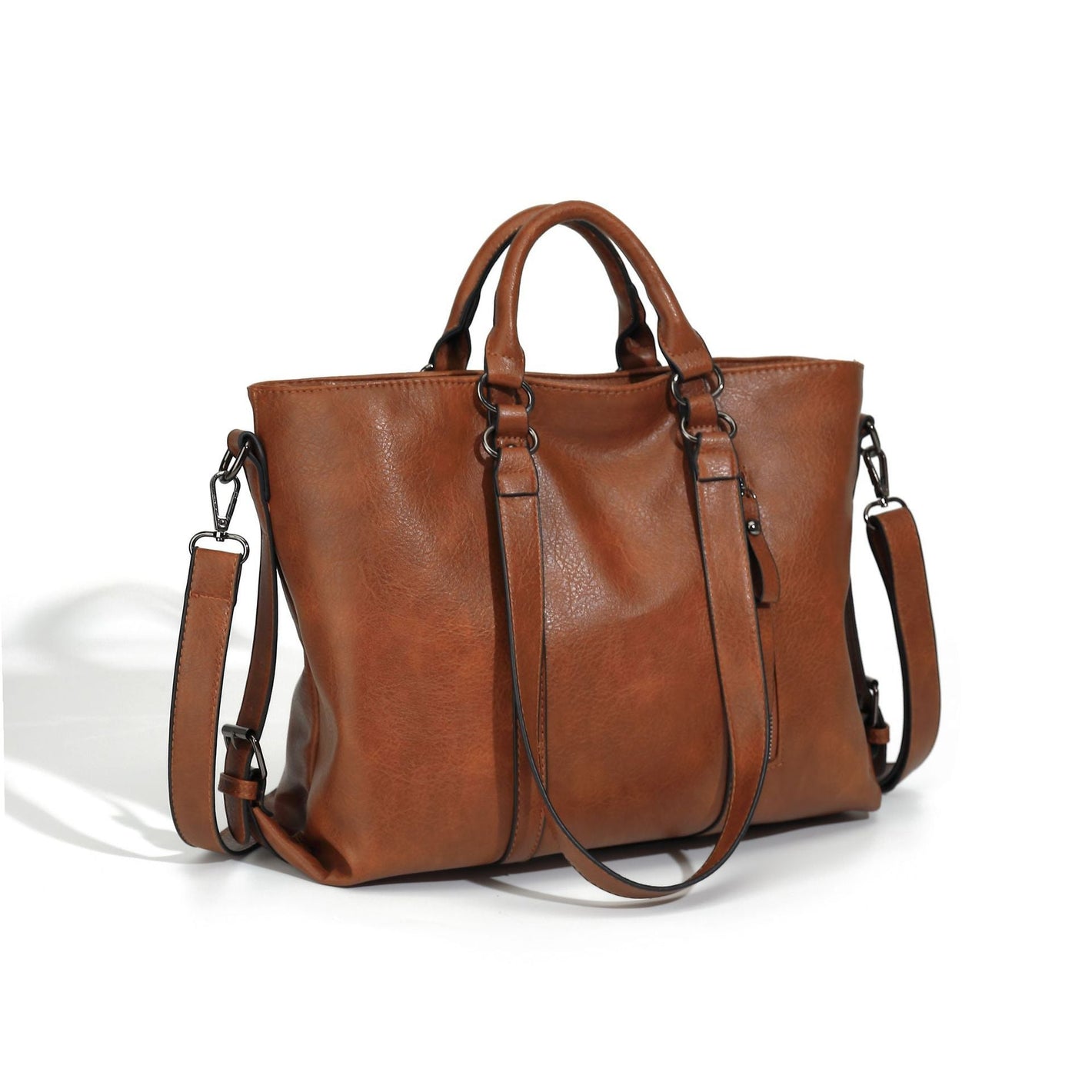 Soft Leather Large Capacity Tote Bag for Daily Use with Crossbody Style - Teleplus soft leather large capacity totes