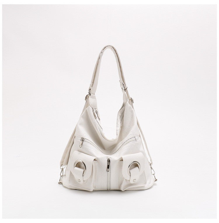 Soft Leather Shoulder Bag with Crossbody Style and Multiple Storage Pockets - soft leather shoulder crossbody bag