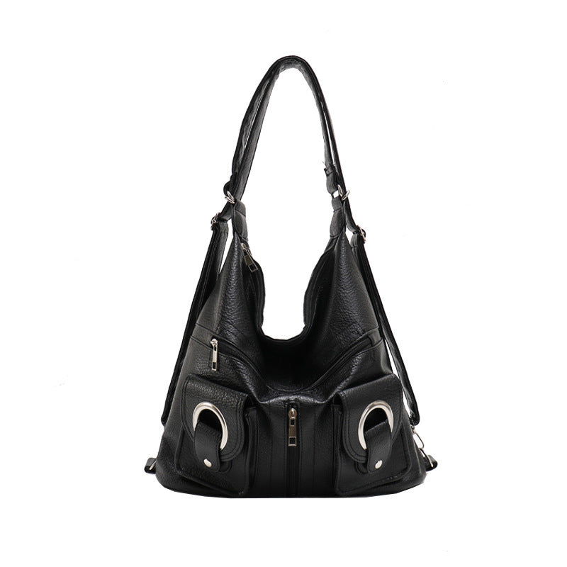 Soft Leather Shoulder Bag with Crossbody Style and Multiple Storage Pockets - soft leather shoulder crossbody bag