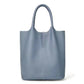 Soft Leather Tote Shoulder Bag for Daily Use with Sandwich Pocket Design - Teleplus soft leather tote shoulder handbag