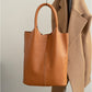 Soft Leather Tote Shoulder Bag for Daily Use with Sandwich Pocket Design - Teleplus soft leather tote shoulder handbag