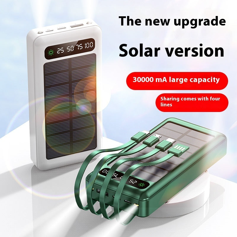 Solar With Cable Power Bank 30000 MA Mobile Power Supply - Solar Power Bank 30000 MA for Mobile Charging