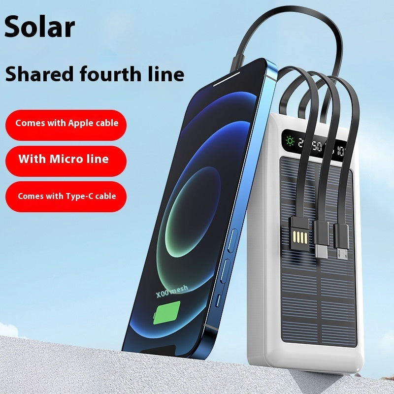 Solar With Cable Power Bank 30000 MA Mobile Power Supply - Solar Power Bank 30000 MA for Mobile Charging