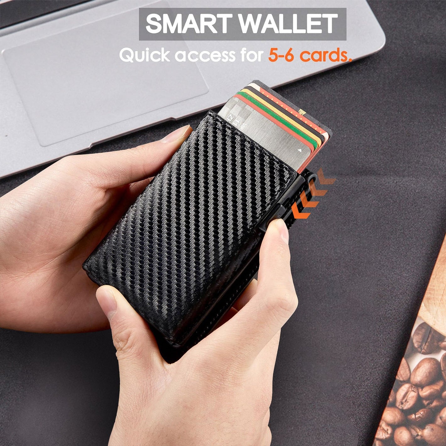 Solid Color Aluminum Alloy Card Holder with Black Carbon Fiber Pattern - Teleplus black carbon fiber aluminum alloy