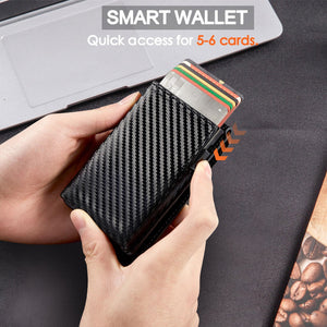 Solid Color Aluminum Alloy Card Holder with Black Carbon Fiber Pattern - Teleplus black carbon fiber aluminum alloy