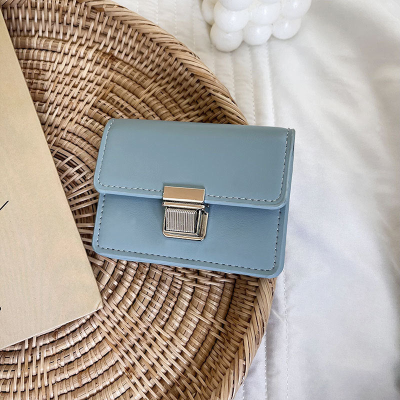 Solid Color Anti-Theft Card Holder with Sequins and Lock in Various Colors - Flip Your Style This Elegant Mini Wallet