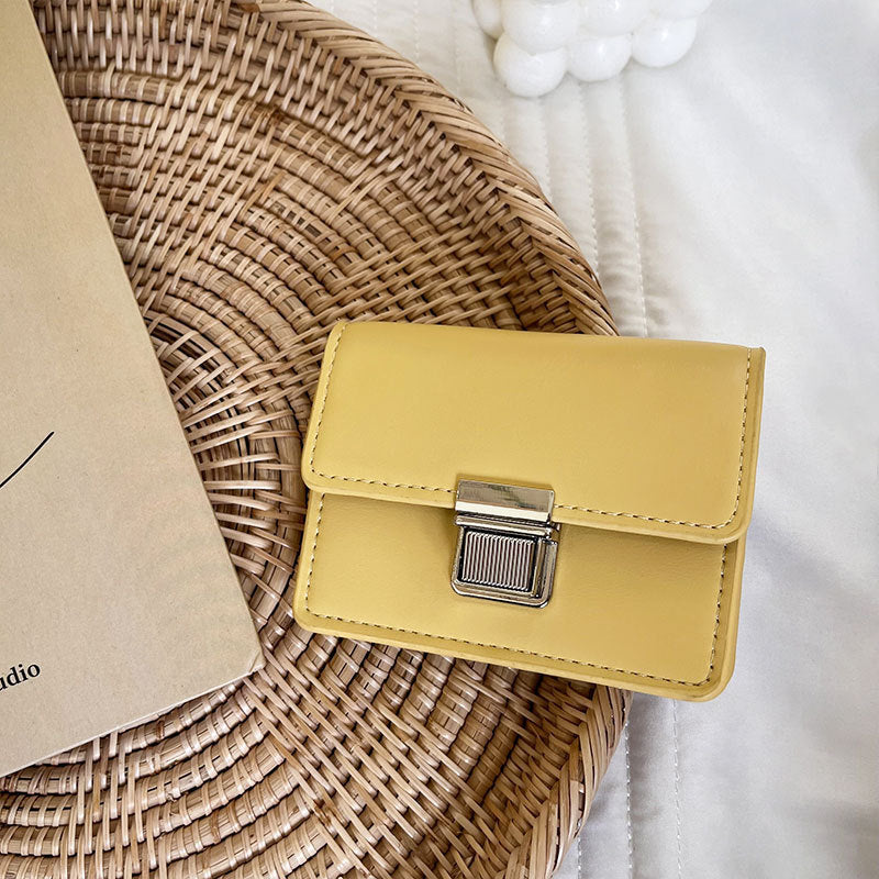 Solid Color Anti-Theft Card Holder with Sequins and Lock in Various Colors - Flip Your Style This Elegant Mini Wallet