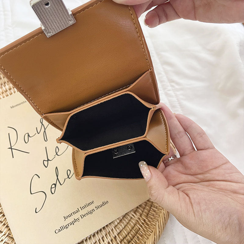 Solid Color Anti-Theft Card Holder with Sequins and Lock in Various Colors - Flip Your Style This Elegant Mini Wallet