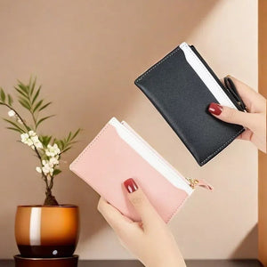 Solid Color Anti-Theft Card Wallet with Nylon Lining in Multiple Colors
