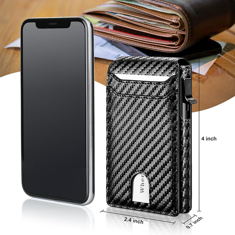 Solid Color Carbon Fiber Anti-Theft Card Holder Wallet for Men - Teleplus Security