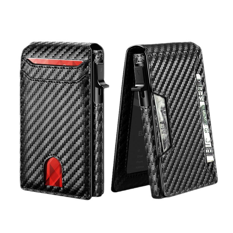 Solid Color Carbon Fiber Anti-Theft Card Holder Wallet for Men - Teleplus Security