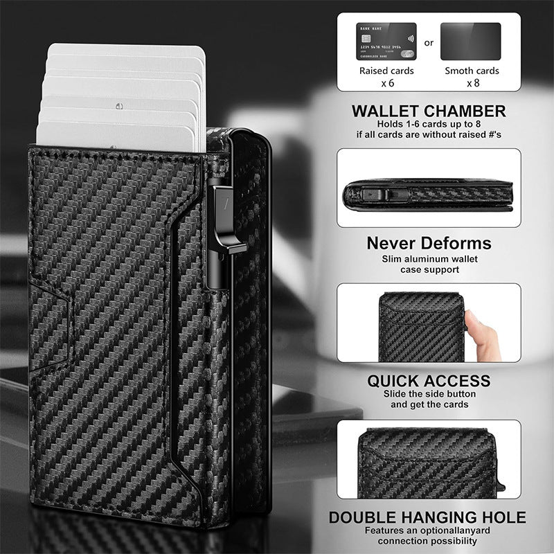 Solid Color Carbon Fiber Anti-Theft Card Holder Wallet for Men - Teleplus Security