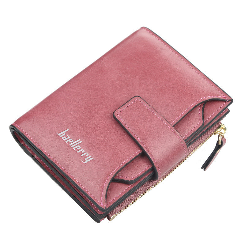 Solid Color Card Holder Wallet with Multiple Slots and Zipper Closure - Buckle Up the for Driving Licenses multiple