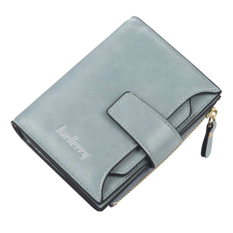 Solid Color Card Holder Wallet with Multiple Slots and Zipper Closure - Buckle Up the for Driving Licenses multiple