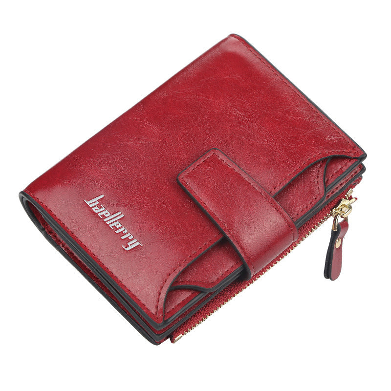Solid Color Card Holder Wallet with Multiple Slots and Zipper Closure - Buckle Up the for Driving Licenses multiple