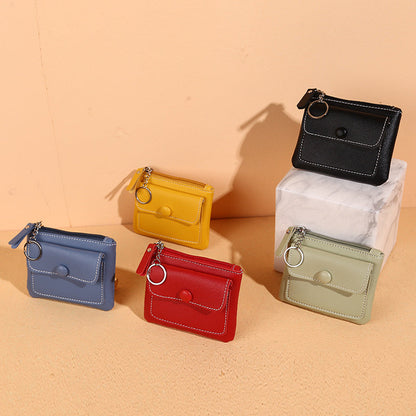 Solid Color Card Holder with Polyester Fiber Lining in Multiple Colors - Short and for Stylish Women solid color card