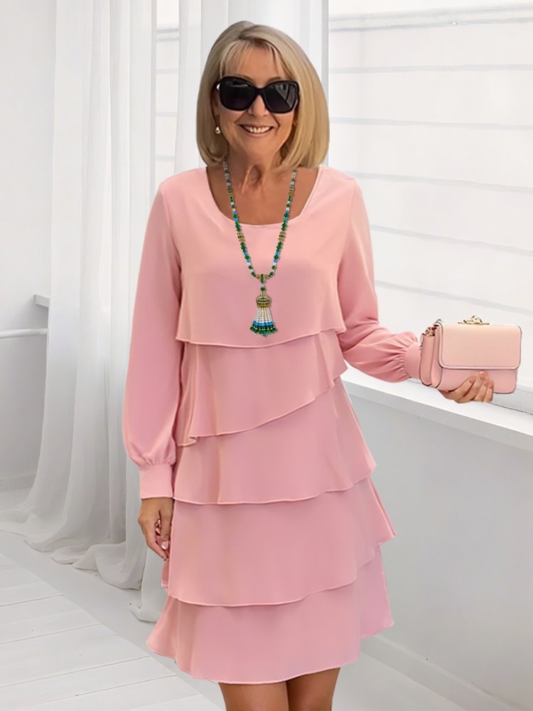 Solid Color Casual Skirt Dress for Office and Daily Wear - Teleplus