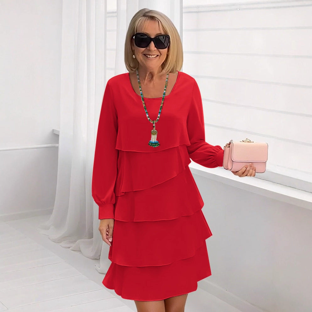 Solid Color Casual Skirt Dress for Office and Daily Wear - Teleplus