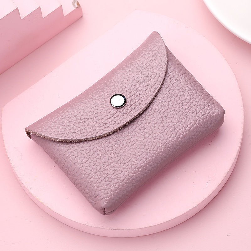 Solid Color Cattlehide Card Bag with Daily Matching Colors - for Beans Pink and Rose Red Fans cattlehide card bag