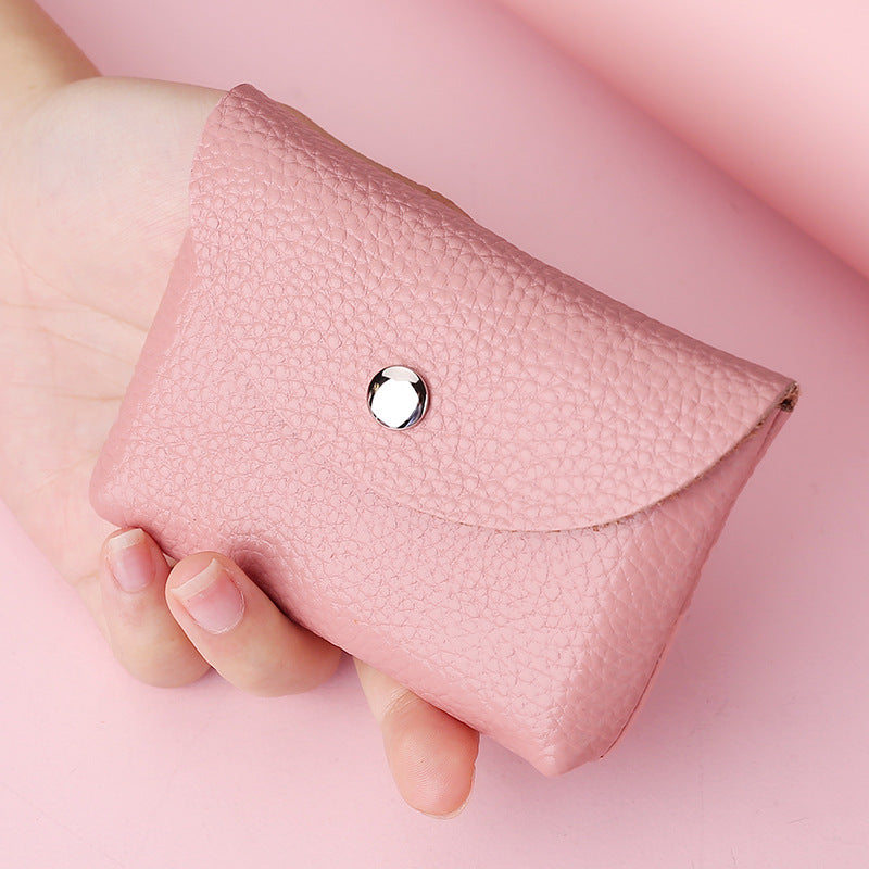 Solid Color Cattlehide Card Bag with Daily Matching Colors - for Beans Pink and Rose Red Fans cattlehide card bag