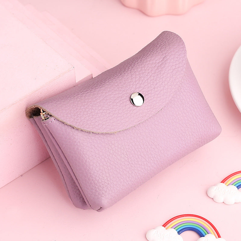 Solid Color Cattlehide Card Bag with Daily Matching Colors - for Beans Pink and Rose Red Fans cattlehide card bag