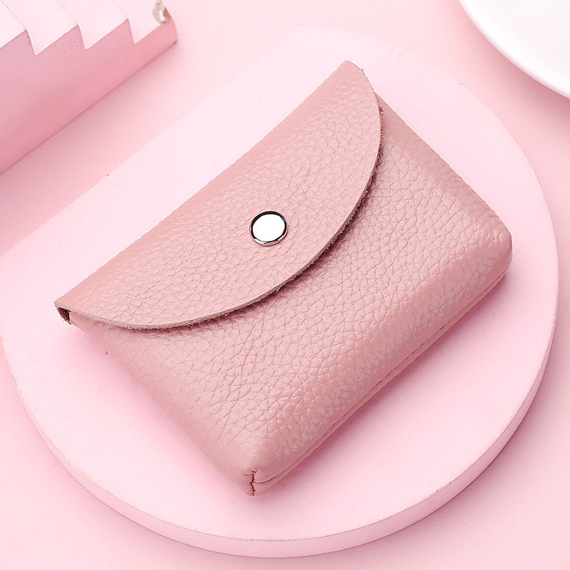 Solid Color Cattlehide Card Bag with Daily Matching Colors - for Beans Pink and Rose Red Fans cattlehide card bag