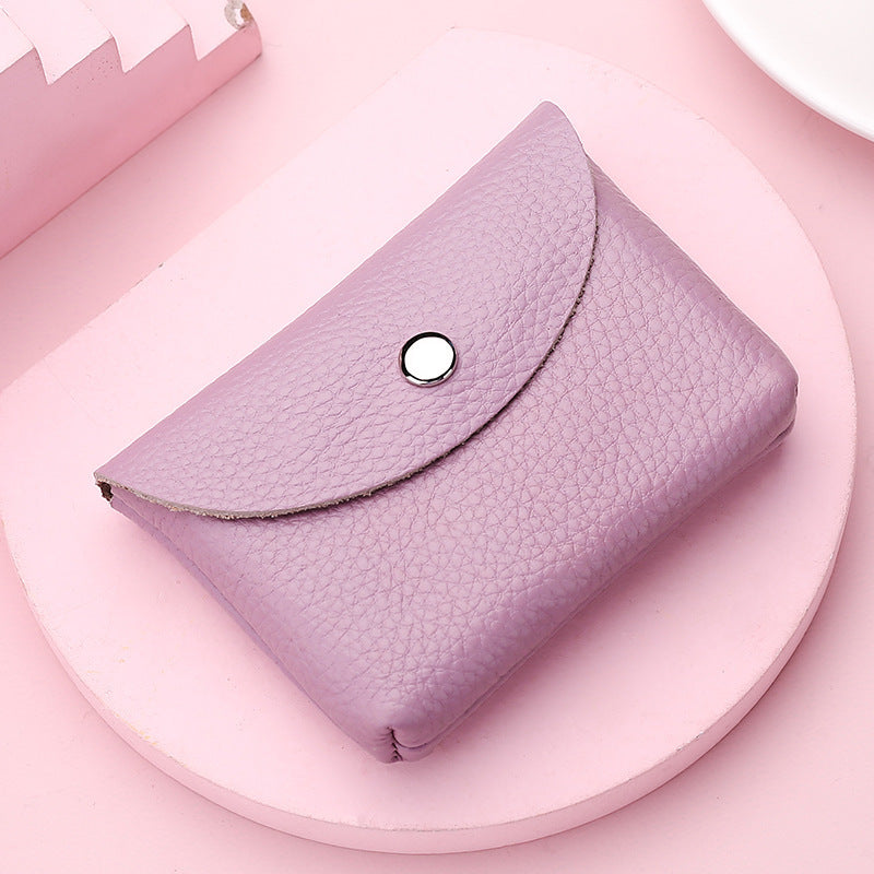 Solid Color Cattlehide Card Bag with Daily Matching Colors - for Beans Pink and Rose Red Fans cattlehide card bag