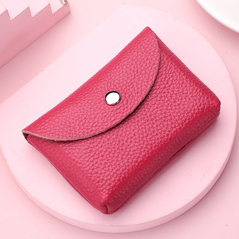 Solid Color Cattlehide Card Bag with Daily Matching Colors - for Beans Pink and Rose Red Fans cattlehide card bag