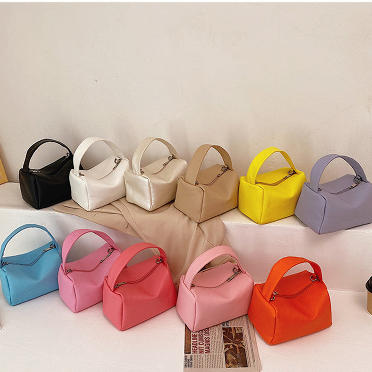 Solid Color Chain Hand Bag with Soft Polyester Cotton Finish - Teleplus chain hand bag