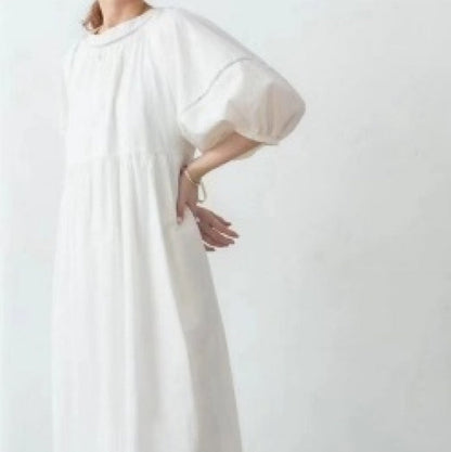 Solid Color Chiffon Long Skirt with Sleeves in White Khaki Black - Teleplus