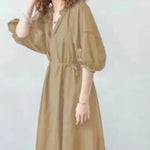 Solid Color Chiffon Long Skirt with Sleeves in White Khaki Black - Teleplus