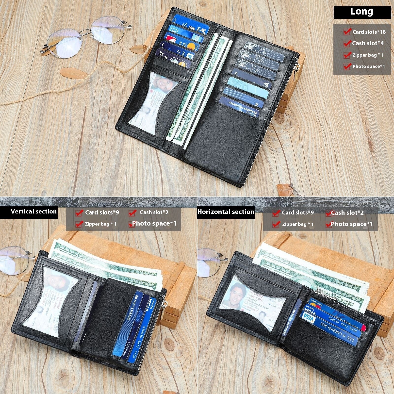Solid Color Cowhide Wallet with Durable Polyester Cotton Lining for United States - Men A Stylish Fortress of Cash