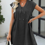 Solid Color Fabric Imitation Cotton Tencel Dress in Blue Gray Pink - Teleplus