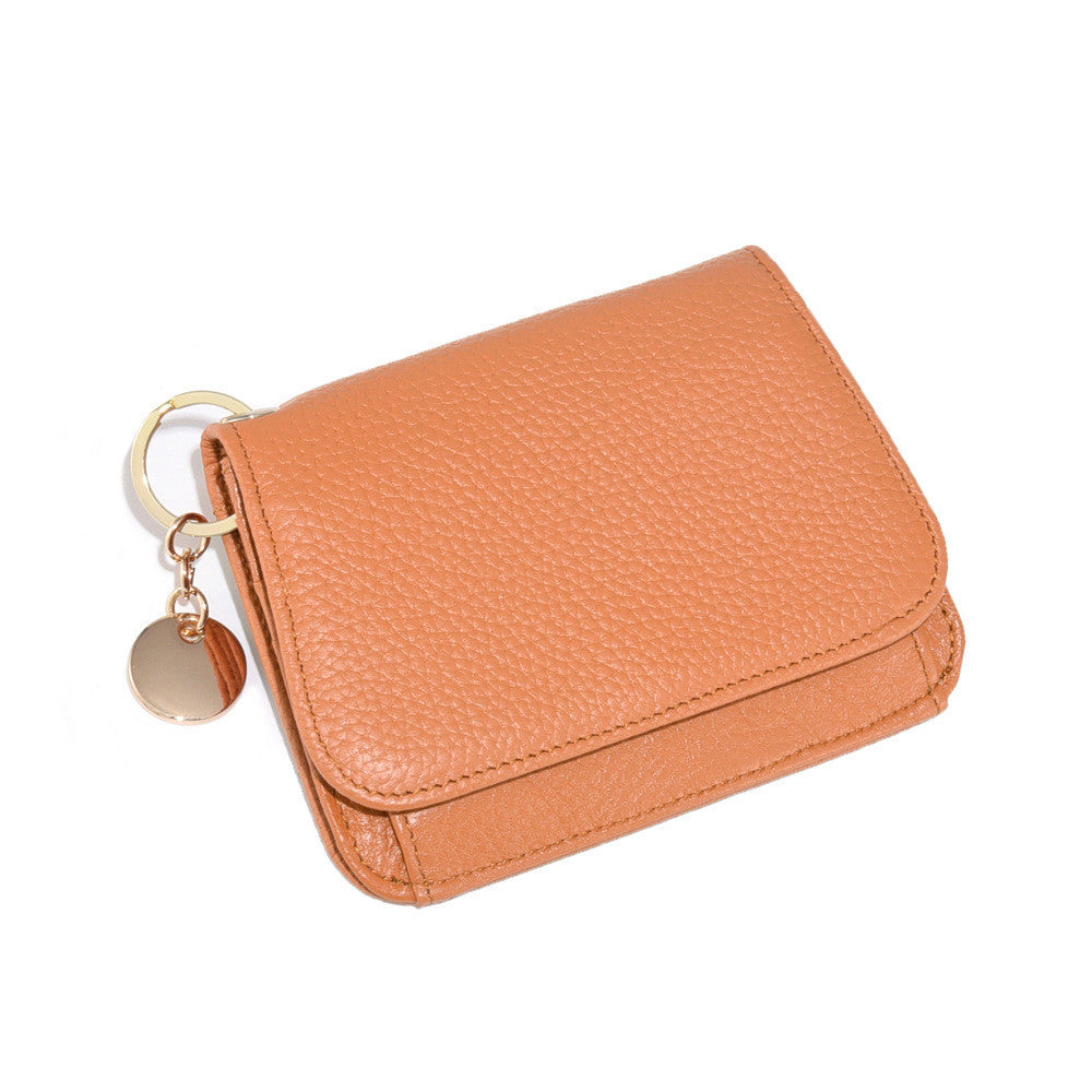 Solid Color Female Genuine Leather Wallet with Open Zipper Buckle in the United States - Wallets Round Tag for Stylish