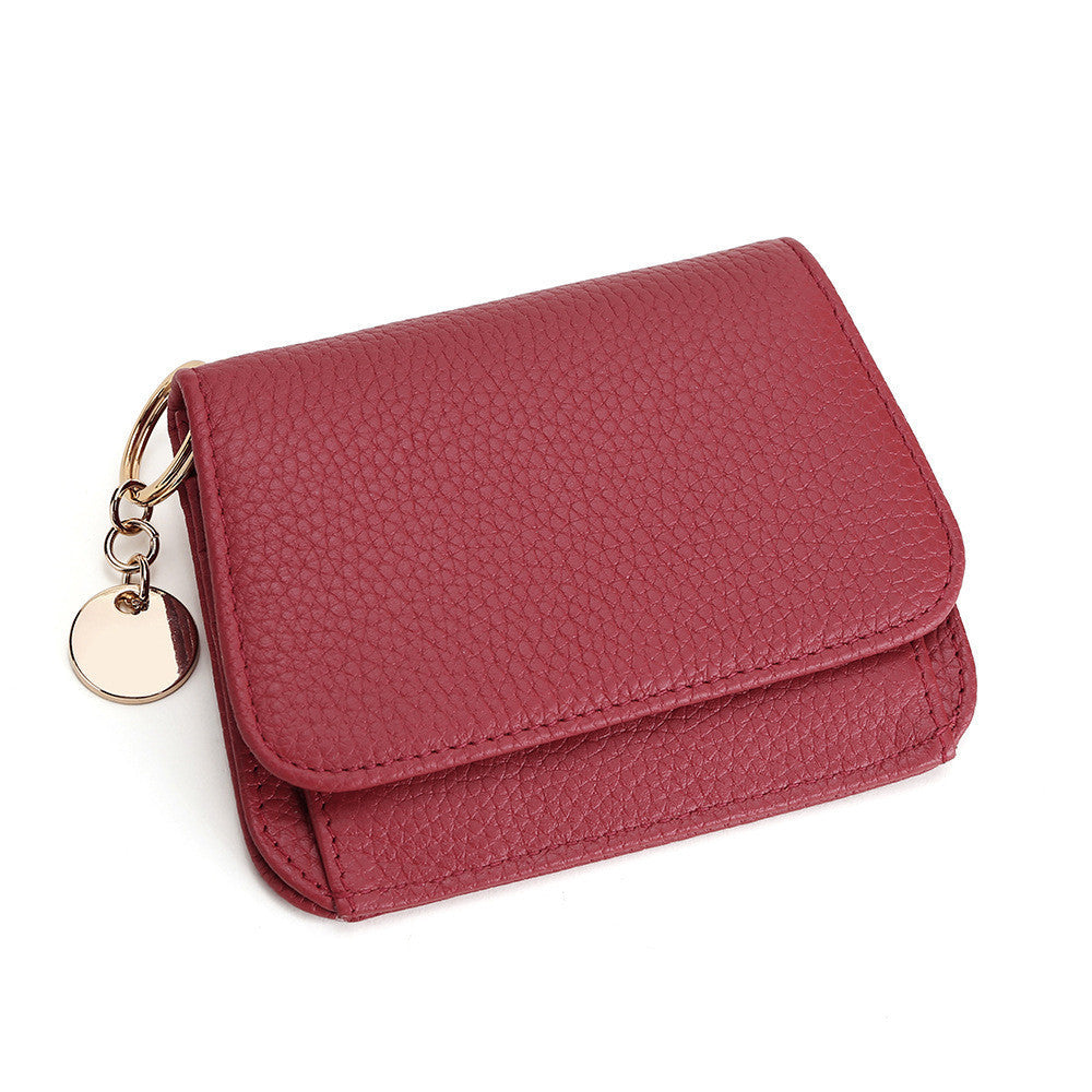 Solid Color Female Genuine Leather Wallet with Open Zipper Buckle in the United States - Wallets Round Tag for Stylish