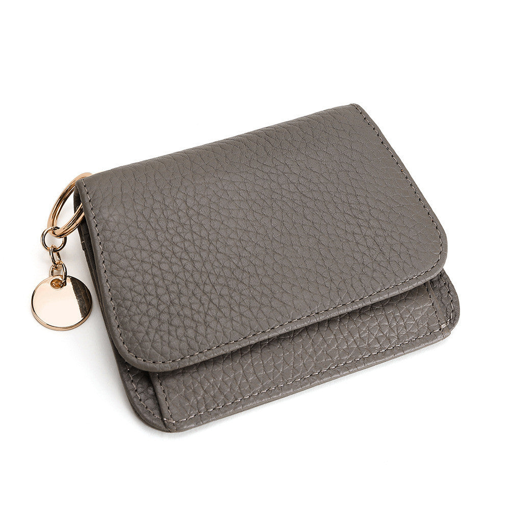 Solid Color Female Genuine Leather Wallet with Open Zipper Buckle in the United States - Wallets Round Tag for Stylish