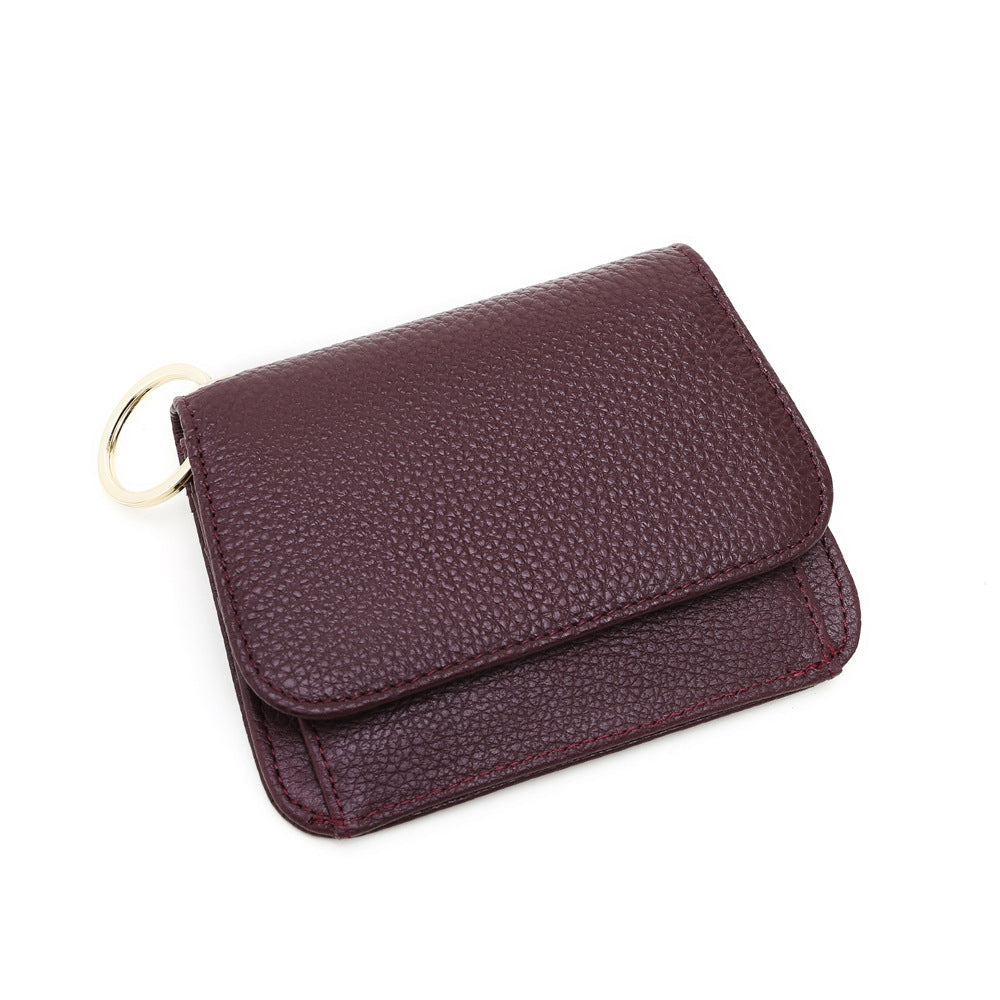 Solid Color Female Genuine Leather Wallet with Open Zipper Buckle in the United States - Wallets Round Tag for Stylish