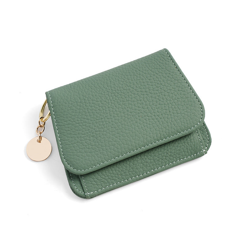 Solid Color Female Genuine Leather Wallet with Open Zipper Buckle in the United States - Wallets Round Tag for Stylish