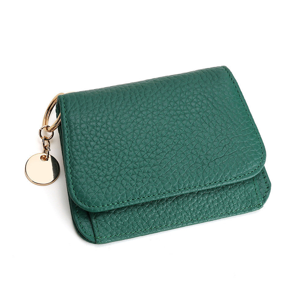 Solid Color Female Genuine Leather Wallet with Open Zipper Buckle in the United States - Wallets Round Tag for Stylish