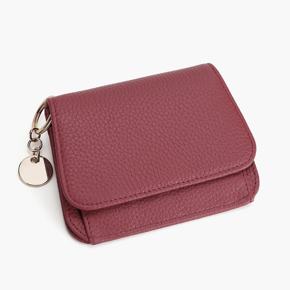 Solid Color Female Genuine Leather Wallet with Open Zipper Buckle in the United States - Wallets Round Tag for Stylish