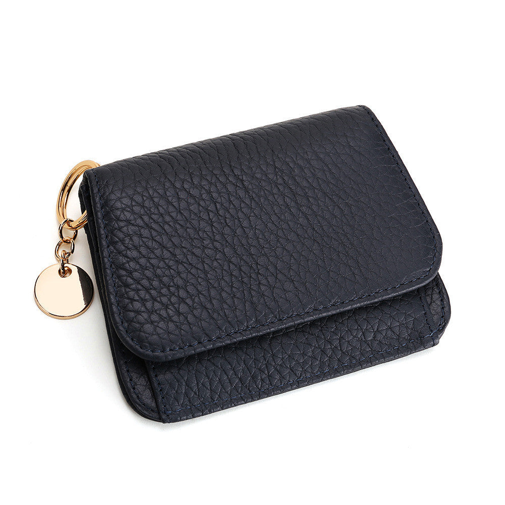 Solid Color Female Genuine Leather Wallet with Open Zipper Buckle in the United States - Wallets Round Tag for Stylish